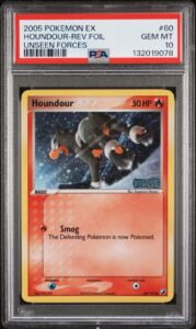 2005 POKEMON EX UNSEEN FORCES #60 HOUNDOUR-REVERSE FOIL PSA 10