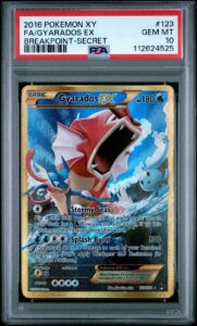 2016 POKEMON XY BREAKPOINT PORTUGUESE-SECRET #123 FULL ART/GYARADOS EX PSA 10
