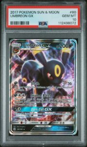 2017 POKEMON SUN & MOON #80 UMBREON GX PSA 10