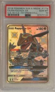 2018 POKEMON SUN & MOON CELESTIAL STORM #177A RAYQUAZA GX PSA 10