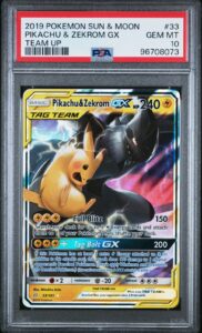 2019 Pokemon SM Team Up Pikachu & Zekrom Gx #33 PSA 10