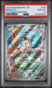 2025 POKEMON PHANTASMAL FLAMES #106 MEOWTH ILLUSTRATION RARE PSA 10