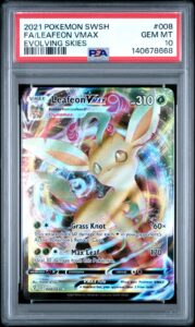 Leafeon VMAX PSA 10 English Pokemon Card 008/203 Evolving Skies 2021 Full Art