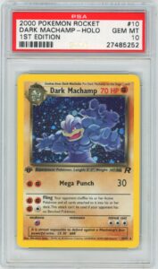 PSA 10 1st Edition Dark Machamp 10/82 Team Rocket Pokemon 2000