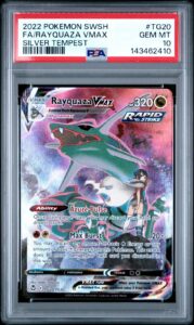 PSA 10 Pokemon Full Art Rayquaza VMAX Silver Tempest SWSH TG20