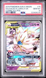 PSA 10 SOLGALEO & LUNALA GX 75 COSMIC ECLIPSE SUN & MOON POKEMON