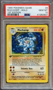 Pokemon Machamp Base Set 1st Edition Holo PSA 10 Gem Mint 8/102