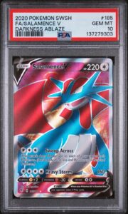 Salamence V (Full Art) 185/189 – Swsh03: Darkness Ablaze Holo (PSA 10)