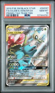 2019 POKEMON SM BLACK STAR PROMO #SM167 FULL ART/CELEBI & VENUSAUR GX PSA 10
