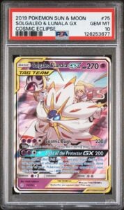 2019 POKEMON SUN & MOON COSMIC ECLIPSE #75 SOLGALEO & LUNALA GX PSA 10