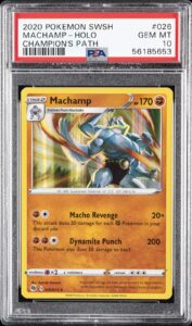 2020 POKEMON SWORD & SHIELD CHAMP’S PATH #026 MACHAMP-HOLO PSA 10