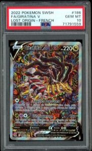 2022 Pokemon SWSH #186 Giratina V Alt Art Lost Origin PSA 10 FRENCH