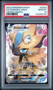 2023 POKEMON SWORD & SHIELD CROWN ZENITH #GG42 FULL ART/ZERAORA VMAX PSA 10