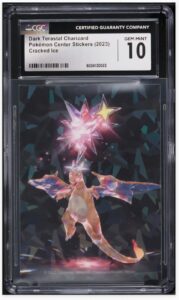 2023 😺 CGC 10 Dark Terastal Charizard Pokemon Center Sticker Cracked Ice