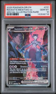 2025 POKEMON DRI EN-DESTINED RIVALS #231 TEAM ROCKET’S MEWTWO EX PSA 10