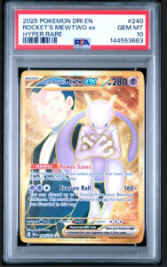 2025 POKEMON DRI EN-DESTINED RIVALS HYPER RARE TEAM ROCKET’S MEWTWO EX PSA 10