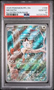 2025 POKEMON PFL EN-PHANTASMAL FLAMES ILLUSTRATION RARE #106 MEOWTH PSA 10