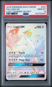 FRESH CERT Pokemon Lugia GX Secret Rare Rainbow PSA 10 227/214- Lost Thunder