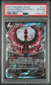 PSA 10 Galarian Moltres V 177/198 Chilling Reign Alt Art 2021 Pokemon Card