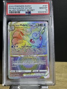 Pokemon Alolan Vulpix VSTAR 197/195 Silver Tempest Secret Rare PSA 10 Rainbow