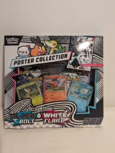 Pokemon Black Bolt White Flare 4 Booster Pack Poster Collection Box – NEW SEALED