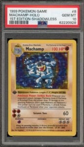 Pokemon Machamp Base Set Shadowless 1st Edition Holo Rare #8 PSA 10 Gem Mint
