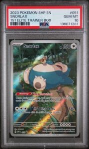 Pokemon Snorlax 151 ETB Illustration Rare Promo SVP en 051 PSA 10 Gem Mint