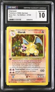 1999 Pokemon Base Set- 1st Edition 4/102 German Charizard Glurak PSA CGC 10