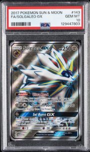 2017 POKEMON SUN & MOON #143 FULL ART/SOLGALEO GX PSA 10