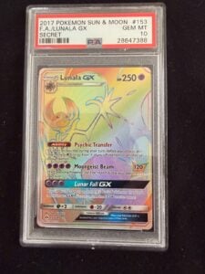2017 Pokemon Sun & Moon Lunala GX #153 Secret Rare Holo PSA 10 GEM MINT
