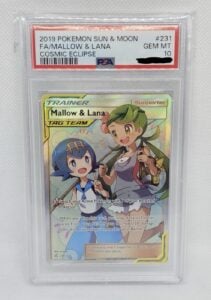 2019 POKEMON SUN & MOON COSMIC ECLIPSE #231/236 MALLOW & LANA TAG TEAM PSA 10