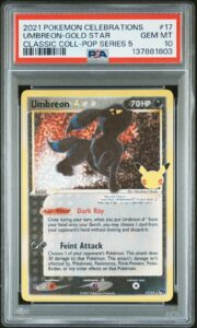 2021 POKEMON CELEBRATIONS CLASSIC COLL #17 UMBREON-GOLD STAR PSA 10