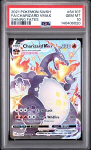 2021 POKEMON SWORD & SHIELD SHINING FATES #SV107 FULL ART/CHARIZARD VMAX PSA 10