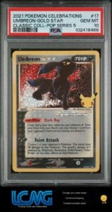 2021 Pokemon Celebrations Classic #17 Umbreon Gold Star Pop Series 5 PSA 10
