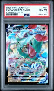 2023 POKEMON SWORD & SHIELD CROWN ZENITH #101 FULL ART/RAYQUAZA VMAX PSA 10