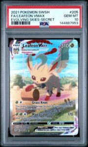 PSA 10 Leafeon Vmax 205/203 Pokemon Evolving Skies Alt Art Alternate