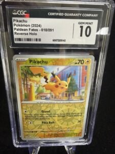 Pokemon – Pikachu – 018/091 -Paldean Fates – CGC 10 – PUPAF018 Reverse Holo
