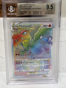 🔥 2022 POKEMON BRILLIANT STARS RAINBOW RARE #174/172 CHARIZARD VSTAR BGS 9.5