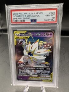 2019 JAPANESE SUN & MOON DREAM LEAGUE #020 SOLGALEO & LUNALA GX PSA 10 GEM MINT