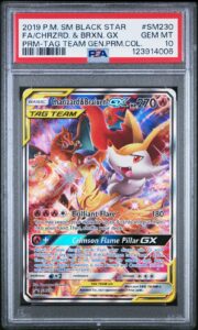 2019 POKEMON SM BLACK STAR PROMO #SM230 FULL ART/CHARIZARD & BRAIXEN GX PSA 10