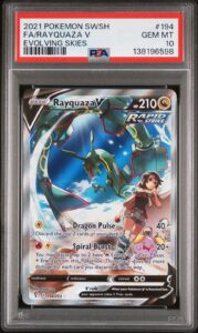 2021 POKEMON SWORD & SHIELD EVOLVING SKIES #194 FULL ART/RAYQUAZA V PSA 10