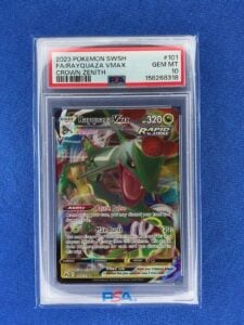 2023 POKEMON SWORD & SHIELD CROWN ZENITH #101 FULL ART/RAYQUAZA VMAX PSA 10