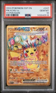 2024 POKEMON SSP EN-SURGING SPARKS HYPER RARE #247 PIKACHU EX PSA 10