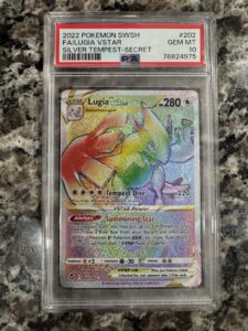 LUGIA VSTAR POKEMON TCG 2022 SILVER TEMPEST RAINBOW SECRET RARE FA #202 PSA 10