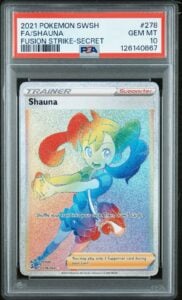 PSA 10 Gem Pokemon Shauna 278/264 Secret Rainbow Rare SWSH08 Fusion Strike