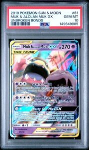 PSA 10 MUK & ALOLAN MUK GX 61 UNBROKEN BONDS SUN & MOON TAG TEAM POKEMON