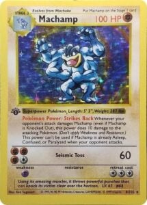 1999 POKEMON BASE SET 1ST EDITION #8 MACHAMP-HOLO PSA 10