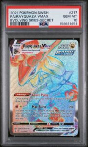 2021 POKEMON EVOLVING SKIES SECRET RAINBOW RARE RAYQUAZA VMAX 217/203 PSA 10