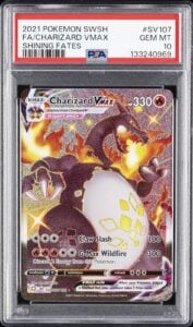 2021 POKEMON SWORD & SHIELD SHINING FATES #SV107 FULL ART/CHARIZARD VMAX PSA 10