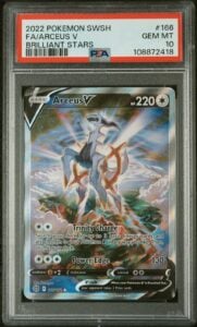 2022 POKEMON SWORD & SHIELD BRILLIANT STARS #166 FULL ART/ARCEUS V PSA 10